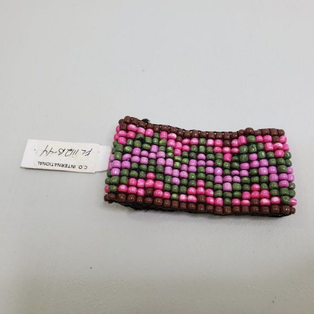 Beaded‎ Bracelet Weave Chevron Pink Stretch Green S